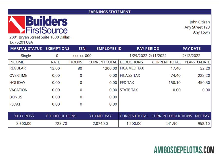 Ganhos com materiais de construção nos EUA amostra